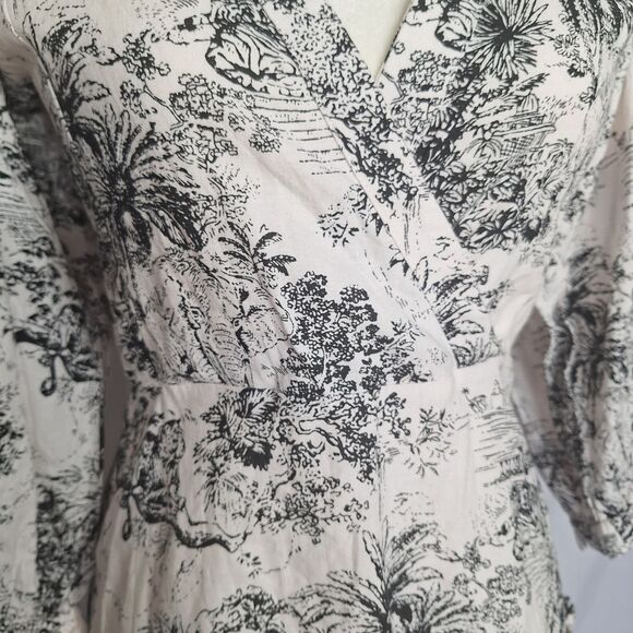 Olivaceous Womens Milkmaid Dress Toile Print Linen Cottagecore Small - Picture 4 of 13